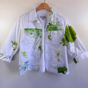 À La Carte Floral Stitch Detail Button-Up Jacket Medium